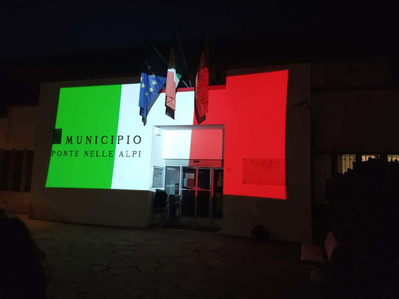projection of the tricolor Ponte delle alpi