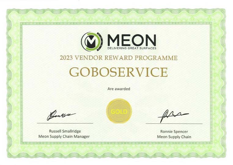 segnaletica di sicurezza Goboservice 2024 Vendor Certificate